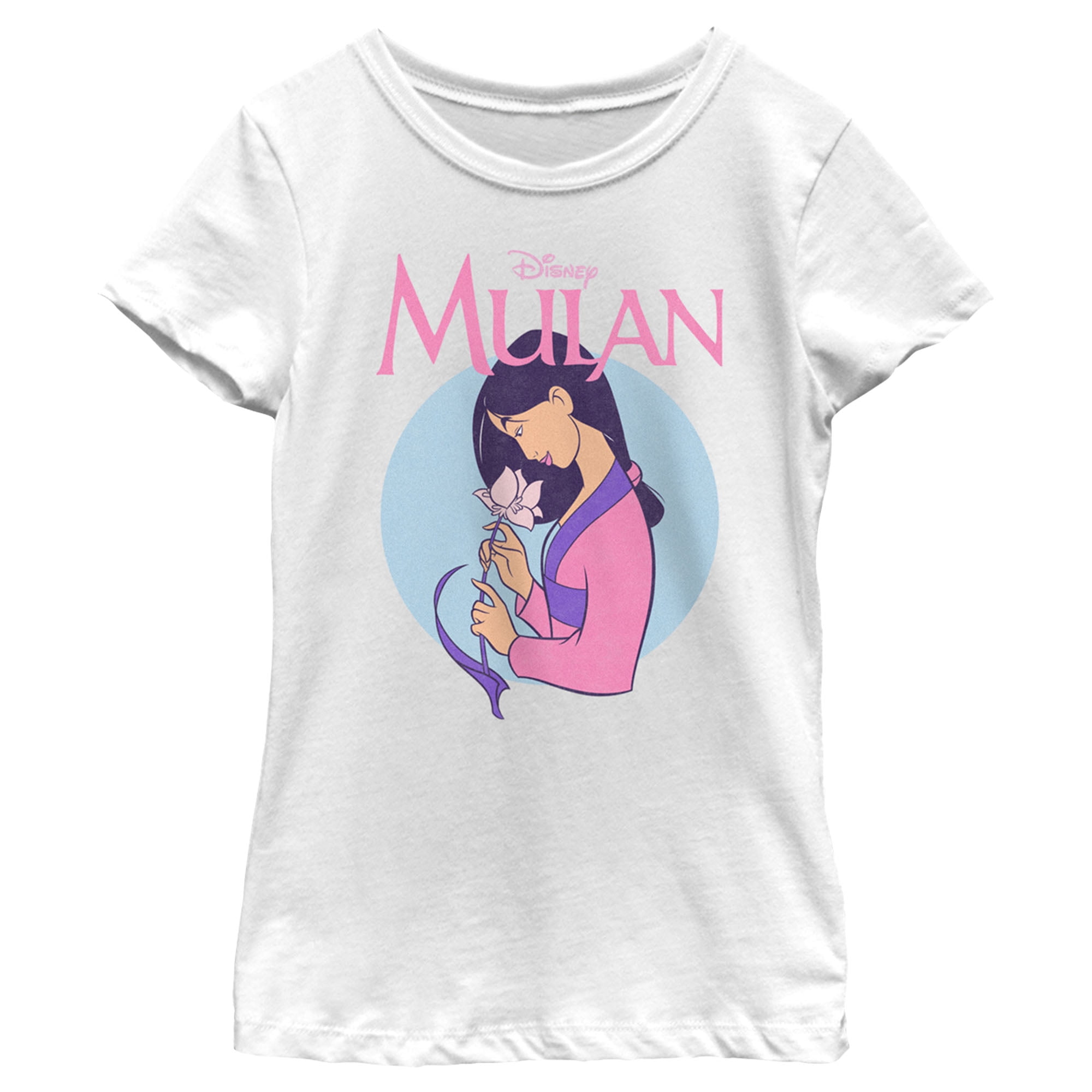 Girl's Mulan Smelling the Flower Graphic Tee White X Large