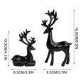 thumbnail image 4 of 2Pcs Christmas Reindeer Figurines, Resin Elk Sculpture Miniature Figurine Xmas Deer Statue Artificial Animal Crafts Home Decoration Ornament (Black B), 4 of 9
