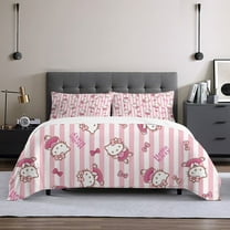Hello Kitty Christmas Queen Comforter Set, 3pcs Bedding Sets Queen, All Season Lightweight Blanket Quilt 60x80 Inch