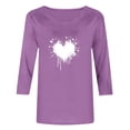 thumbnail image 4 of Plebaso Hauts Cœur pour Femmes Manches 3/4 Col Rond T-Shirts Décontractés Imprimé Chandail Femmes 2025 Tee Blouses, 4 of 4