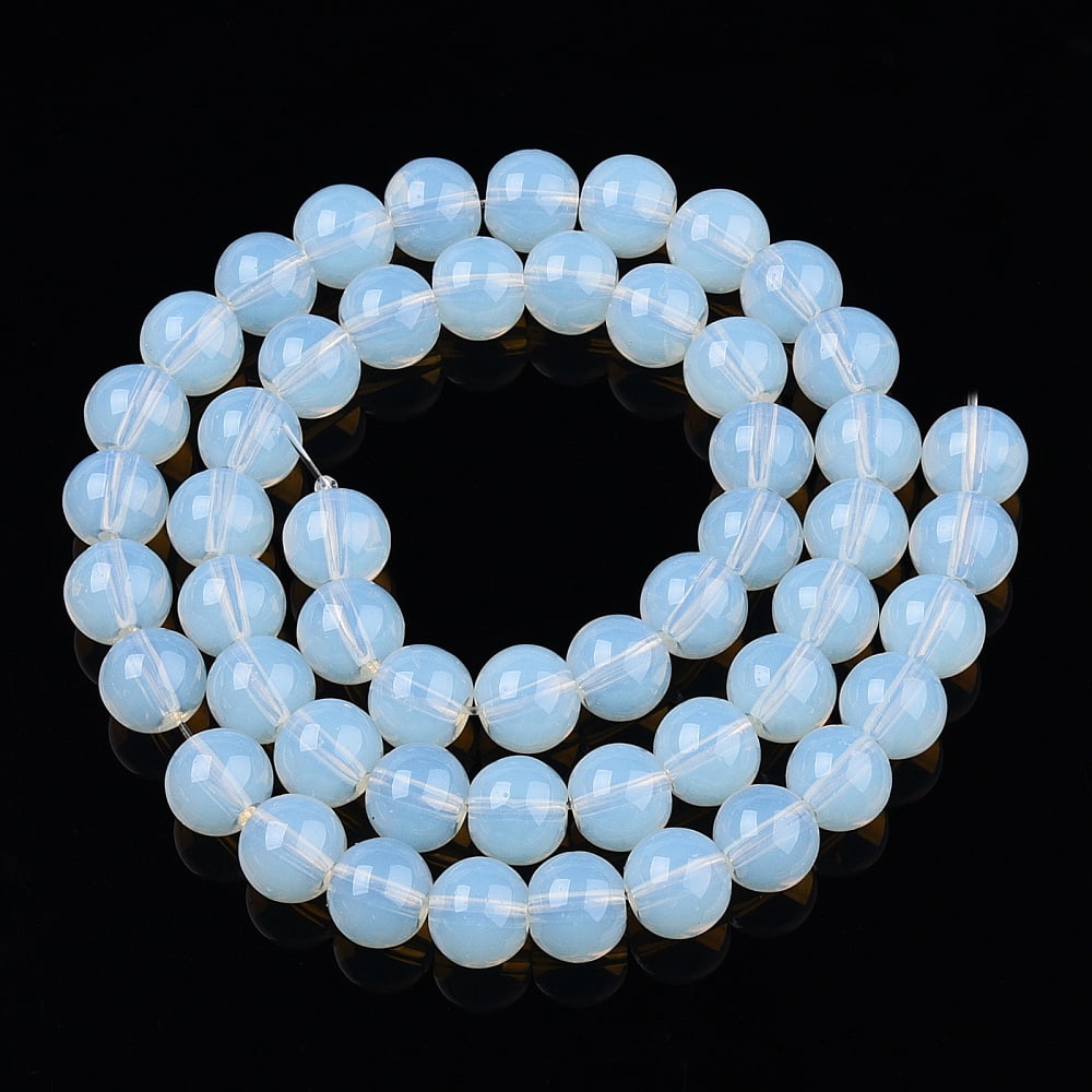 Transparent Glass Beads Strands Round Creamy White 8~8.5mm Hole: 1.5mm about 51~53pcs/strand 14.96 inch~15.55 inch(38~39.7cm)