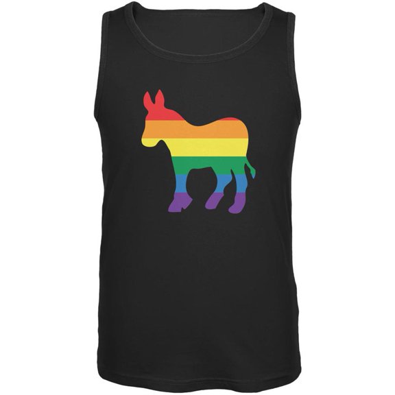 LGBT Gay Democrat Pride Donkey Black Adult Tank Top