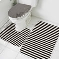 thumbnail image 3 of Black Striped Bath Mat 3 Piece Bathroom Rug Set, Modern Simple Farmhouse Beige Vintage Non Slip Bath Rug Contour Mat and Toilet Lid Cover, Absorbent Shower Mats Soft Bath Rugs and Mats Sets, 3 of 8