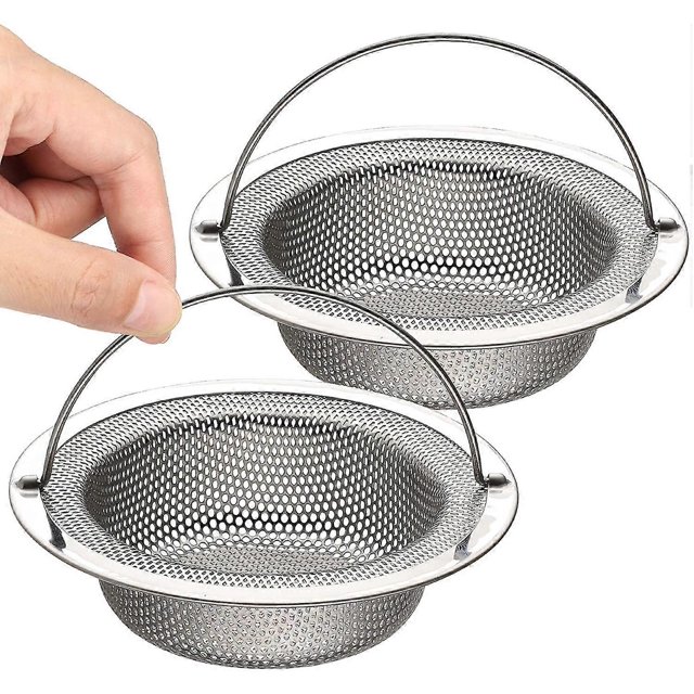 Tapón colador ZHAOCHENG para fregadero de cocina acero inoxidable con malla mejorada y asa elevable 2 piezas plateado