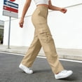 thumbnail image 5 of MAIHAN Womens Wide Leg Pants Cargo Pants for Women High Waisted Baggy Wide Leg Stretchy Y2K Streetwear Black Cargo Pants Women with Pockets(Khaki,M), 5 of 6