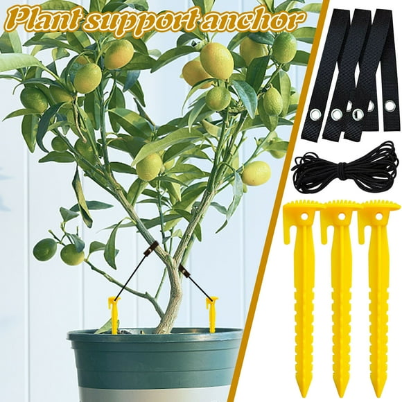 Sokhug Tree Stake Kit - 3pcs Anchoring Tree Stake, 3pcs Tree Support Straps with 3.15" Strong Rope, Tree Staking and Support Kit for Garden Plant Young Tree