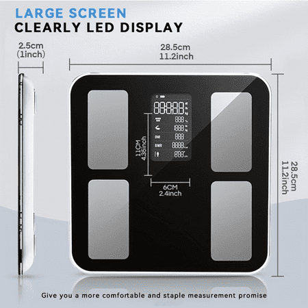 EEBBL Digital Body Fat Scale Bathroom Weight Scale with Clear LED Display Portable Minimalist Rounded Design Health Monitoring Sync for Daily Body Shape Management