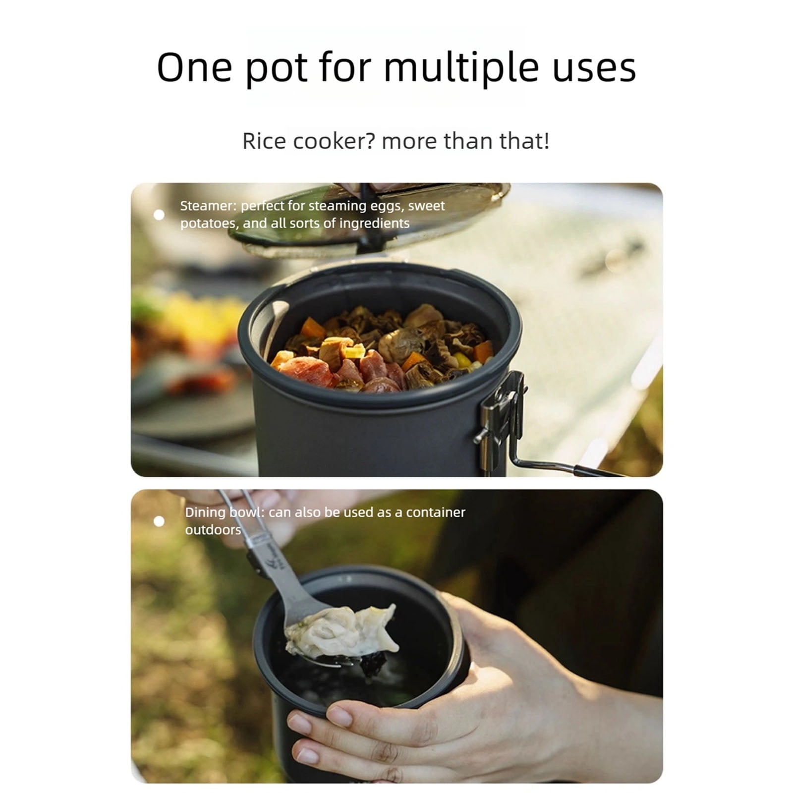 Portable Rice Cooker Pots for Camping Hiking Fast 25Minute Cooking Pressure Aluminum Outdoor Cookware Multifunctional Use
