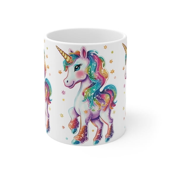 Rainbow Unicorn Coffee Mug, sy Unicorn Coffee Mug, Rainbow Unicorn Sparkly Tea Cup, Gift Her, Gift .