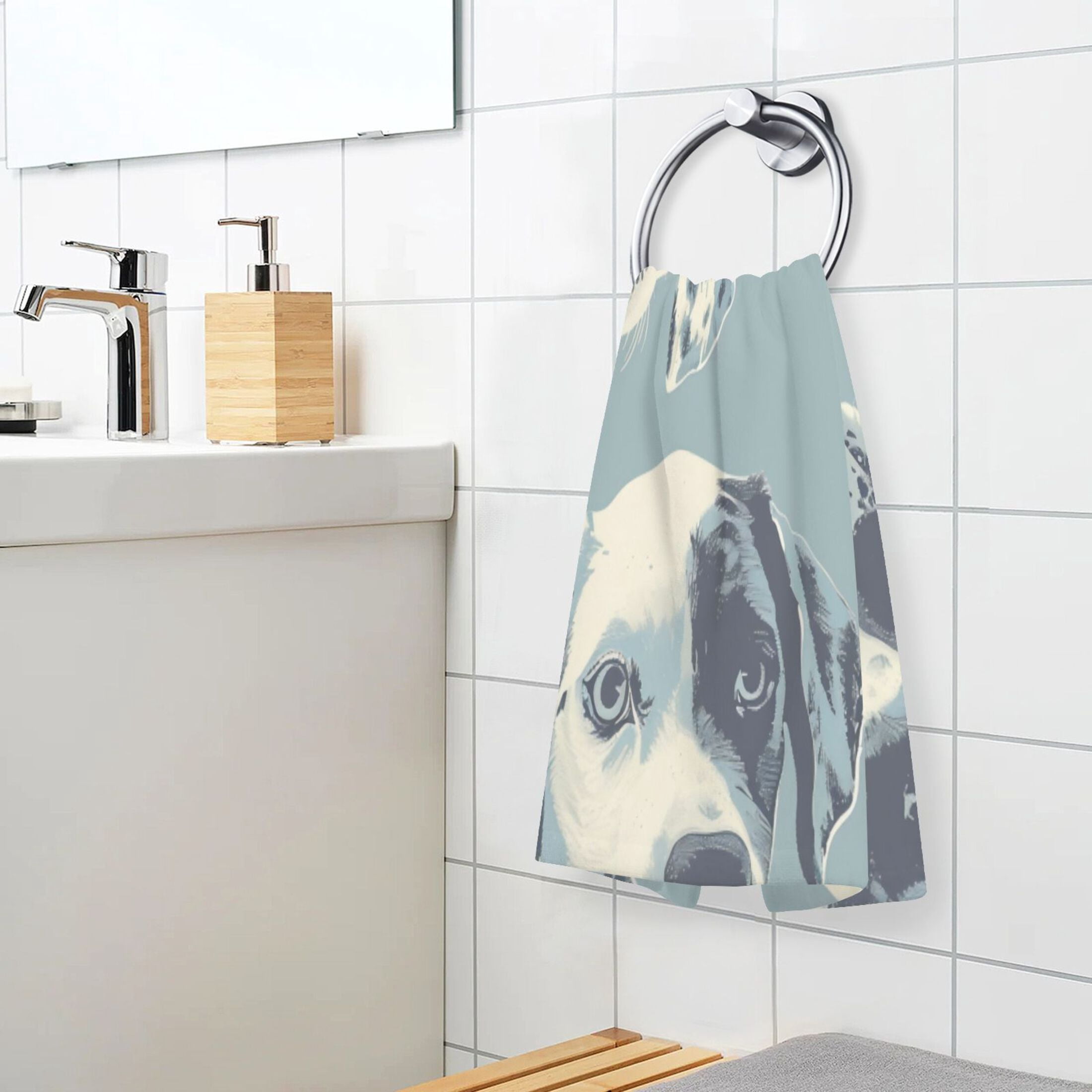 Cotton Towel Two-Piece 16x28 Inch One Sizex2 Face Towel Set Towel Set Cotton Hand Bath Towel Bathroom Beach Black and White Gog Face