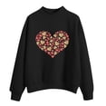 thumbnail image 1 of Gibobby Sudadera Mujer Moda Sudadera de manga larga con cuello redondo de otoño e invierno, sudadera con estampado de amor de Color sólido (Negro, XXL), 1 of 3