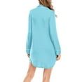 thumbnail image 4 of Fznquz Button Down Women's Nightgowns Sleepshirt Long Sleeve Nightshirt Blue Soft Casual V Neck Sleep Shirts, 4 of 4
