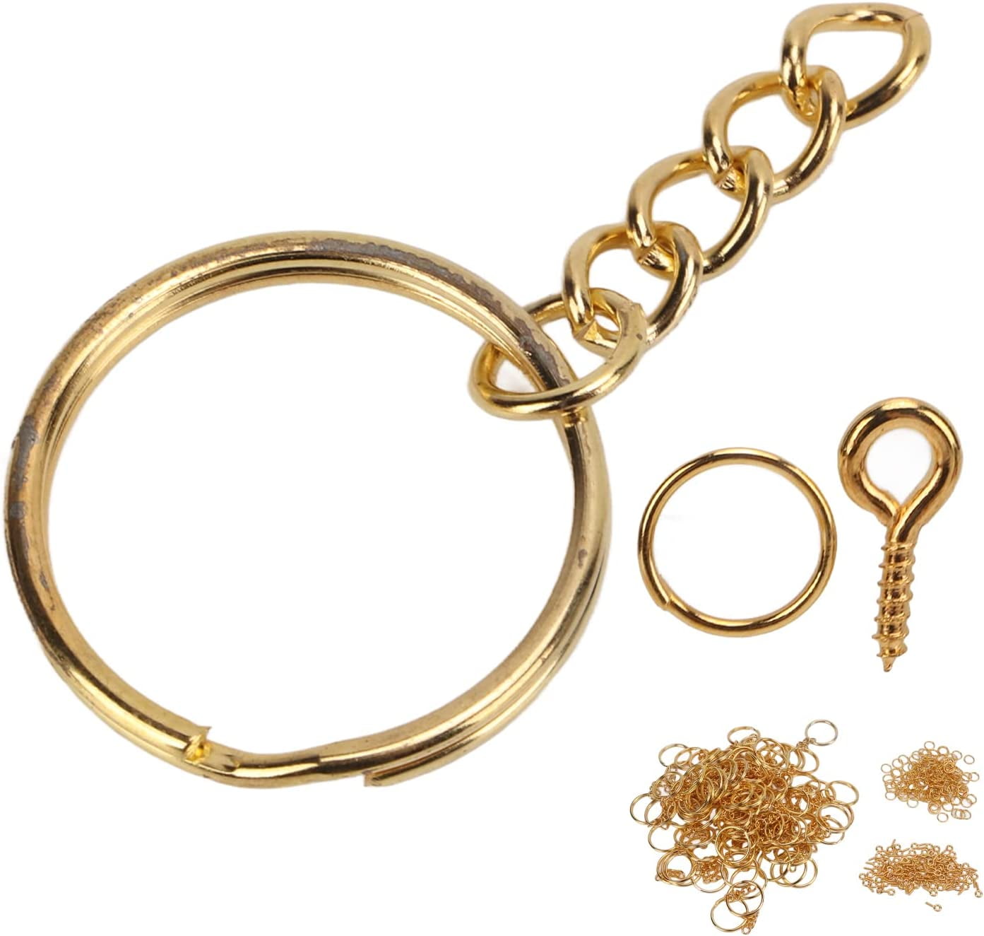300Pcs Sliver Key Chain Rings Kit, Each 100Pcs Keychain Rings with Chain  &Jump Ring with Screw Eye Pins Bulk for Jewelry Finding - AliExpress