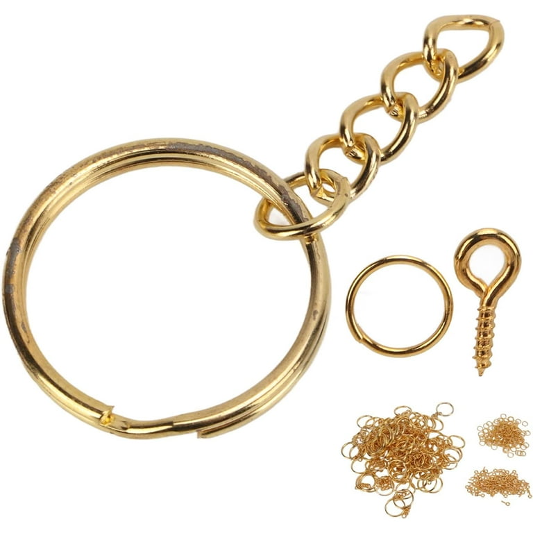 Shapenty 100pcs Stainless Steel Key Rings Bulk Flat Split Key Chain Part Connector Keyring Clip Keychain Clasp Holder for DIY Craft Project and Home
