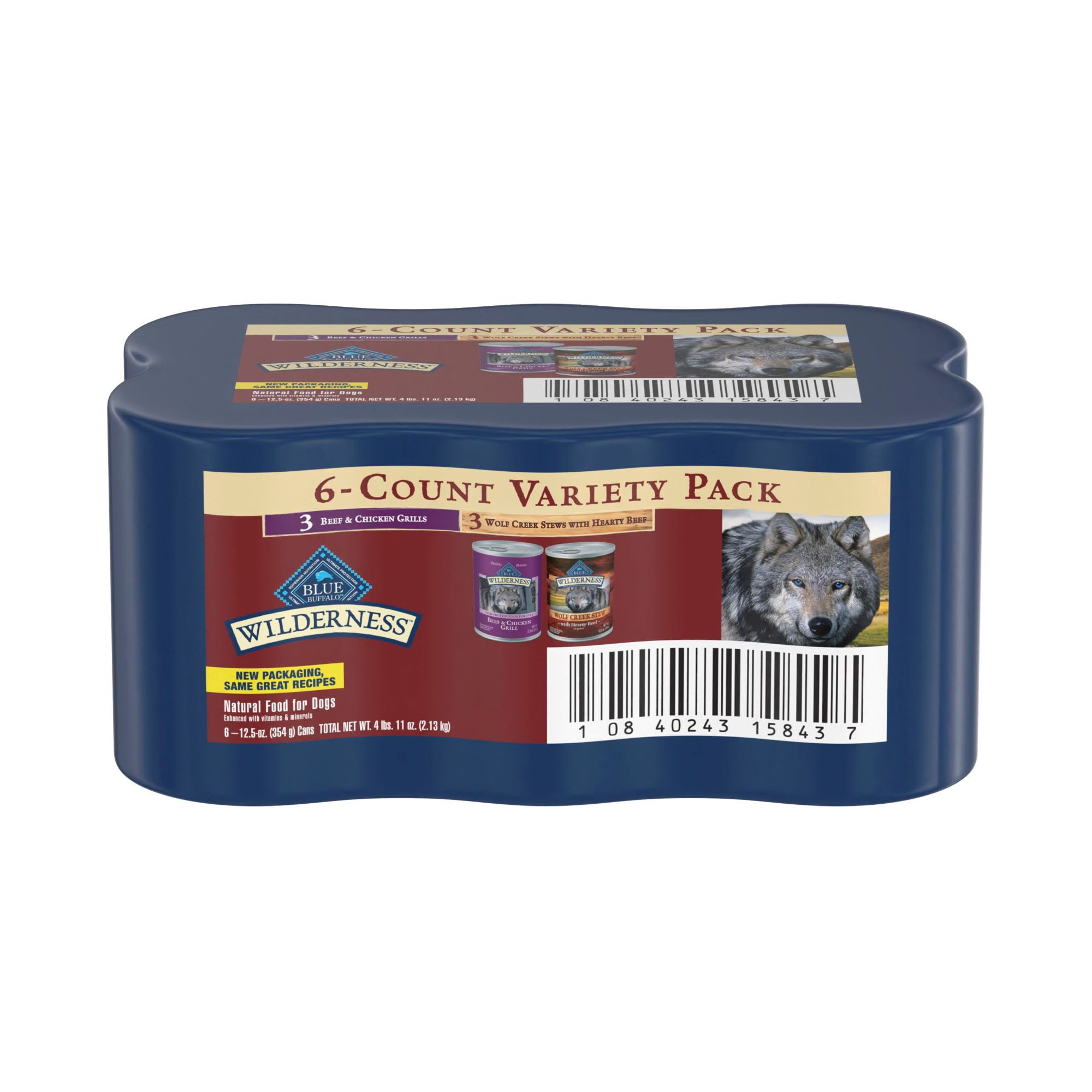 Blue Buffalo Wilderness Beef & Chicken Grill and Wolf Creek Stew Hearty Adult Wet Dog Food Variety Pack 12.5 oz. Count of 6