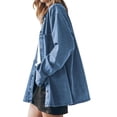 thumbnail image 5 of Womens Oversized Jean Jacket Casual Button Up Denim Overshirt Trendy Long Sleeve Denim Jacket Coat, 5 of 8