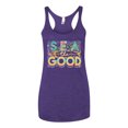 thumbnail image 2 of Wild Bobby Sea The Good Surfboard Sun Rise Good Vibes Nature Lover Women Tri-Blend Racerback Tank Top, Purple Rush, Medium, 2 of 6