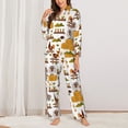 thumbnail image 2 of Pajama Sets for Women 2 Pcs, Sheep Chicken Carrot Hedgehog Duck Button Down Long Sleeve Sleepwear Lounge PJ Sets, 2 of 6