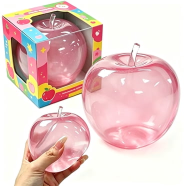 Apple Squishy,Pink Apples Squishy Shaped Stress Balls,Slow Rebound Clear Fruit Squeeze Fidget Toy Anxiety Relief Soft Stress Ball Pinch Sensory Toy