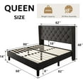 thumbnail image 3 of iPormis Queen Size Bed Frame with Diamond Button Tufted Wingback Headboard, Upholstered Platform Bed Frame with Strong Wood Slat Support, Dark Grey, 3 of 9