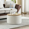 thumbnail image 6 of Zesthouse 23.6'' Wide Upholstered Storage Ottoman with Tray, Boucle Fabric Footrest Stool with Removable Wooden Lid, Small Coffee Table for Living Room, White, 6 of 10