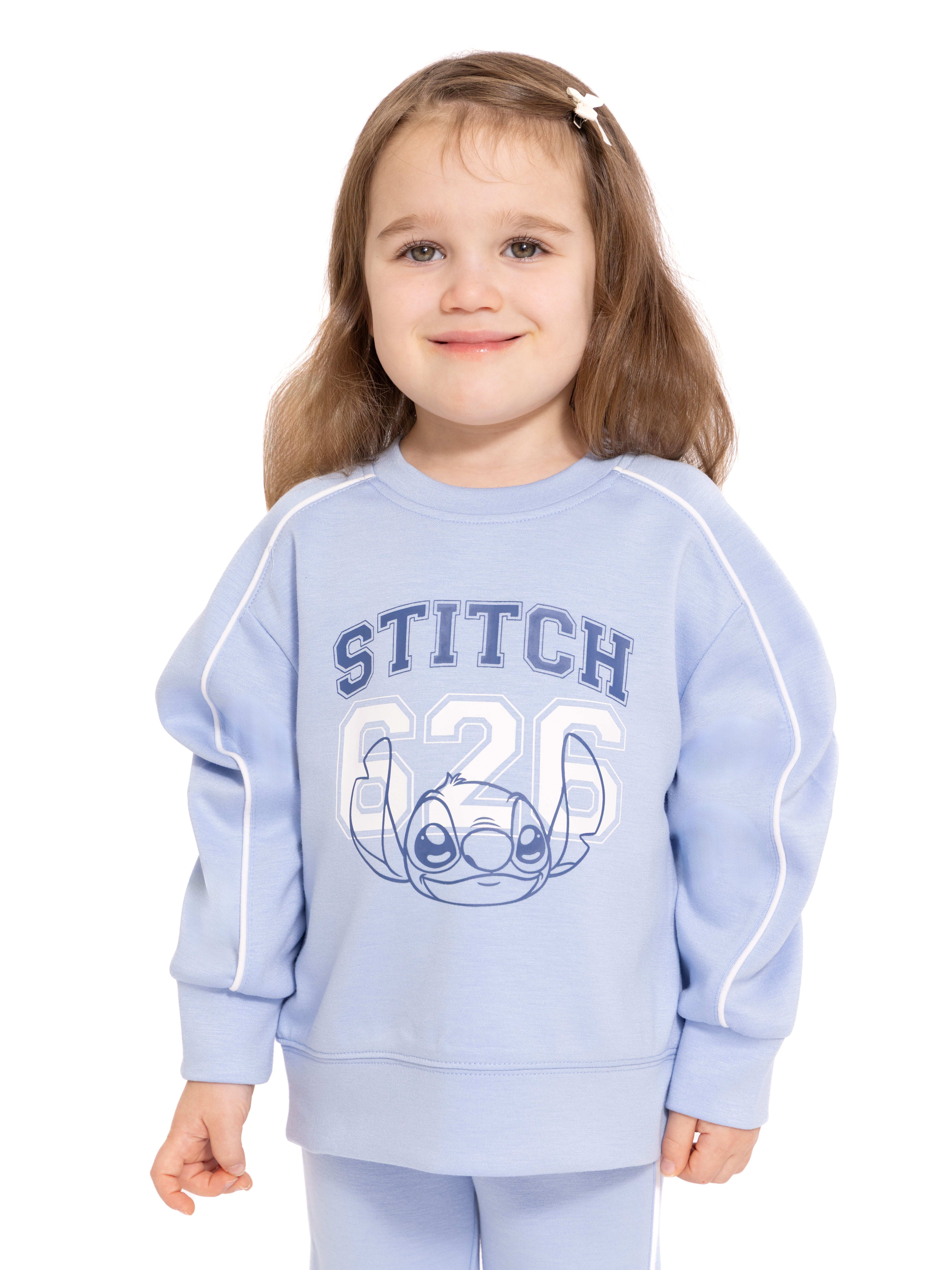 Stitch Toddler & Big Girls Active Graphic Sweatshirt with Long Sleeves, Sizes 12M-12