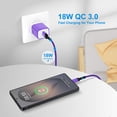 thumbnail image 2 of 18W QC 3.0 Fast Wall Charger Block with 10FT USB-A to Type-C Braided Cable, Phone Charger Compatible with iPhone 17/16/15 Pro Max iPad Pro Galaxy S26 Android, Purple, 2 of 7