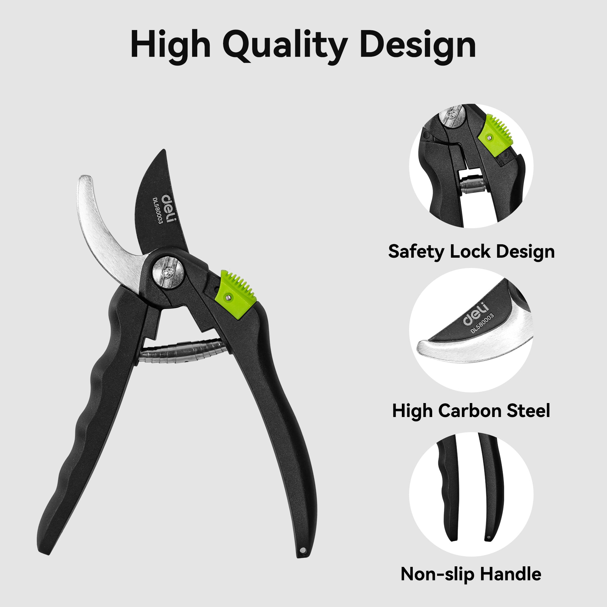 Deli Loppers Hedge Clippers & Pruners Set, 3PCS Hedge Shears Garden Tools, Heavy Duty Tree & Shrub Care Kit for Yard, Lawn & Garden, Branch Cutter Tree Trimmer for Indoor  & Outdoor