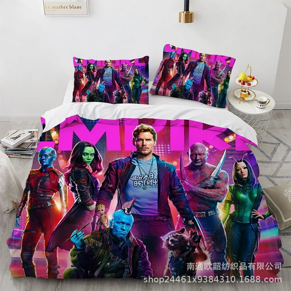 Guardians Of The Galaxy Bedding Quilt Cover, Three-Piece Set, Soft Microfiber, 3D Printed Duvet Cover-Youyoupin