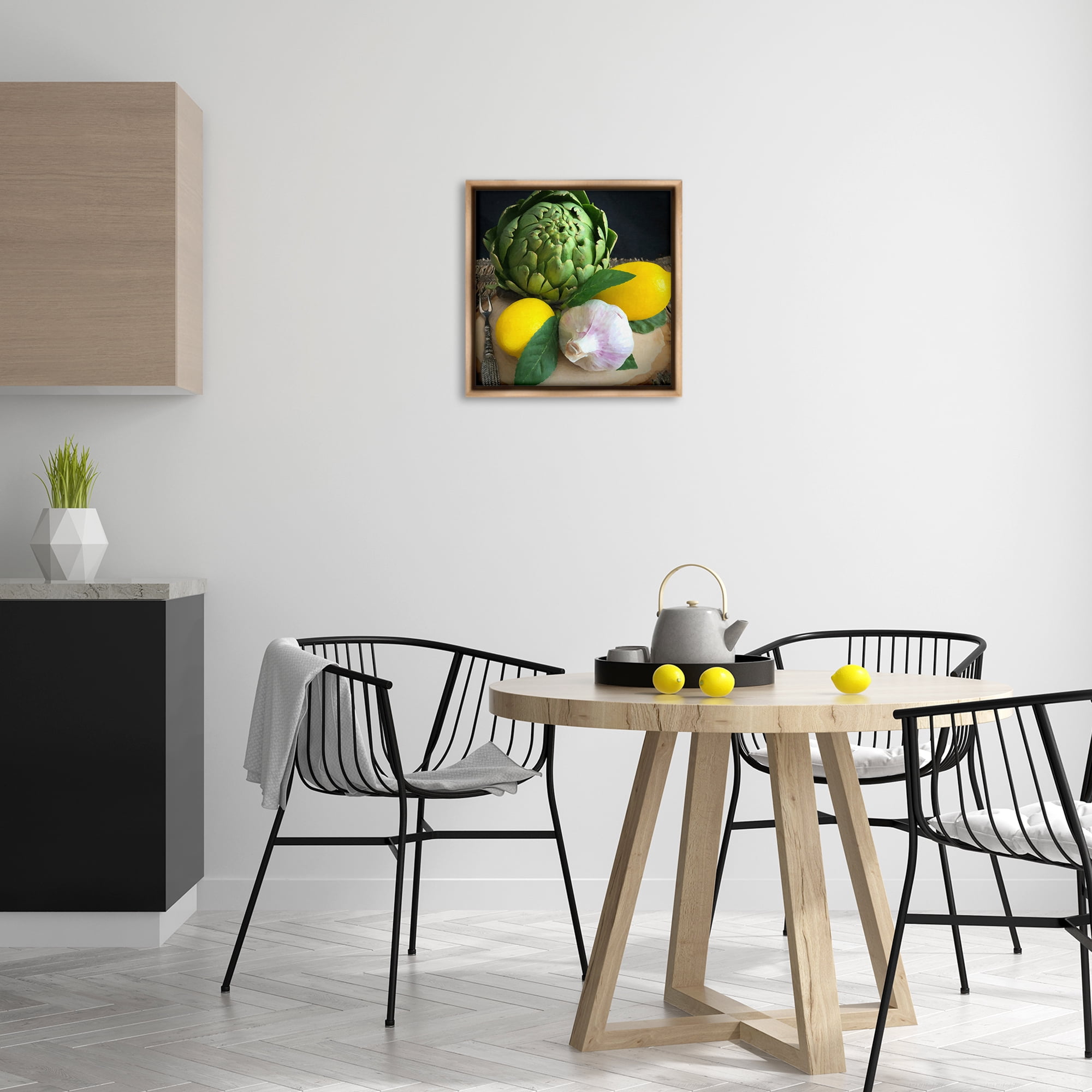 Stupell Industries Fruit & Vegetable Still Life Food & Beverage Painting Brown Floater Framed Canvas Art Print Wall Art, 18 x 18