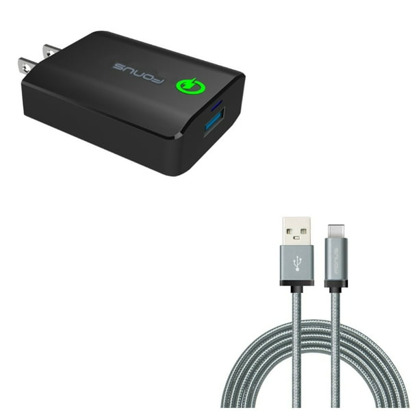 Fast 18W Home Charger w TypeC 6ft USB Cable X1E for LG Q7 Plus, G Pad