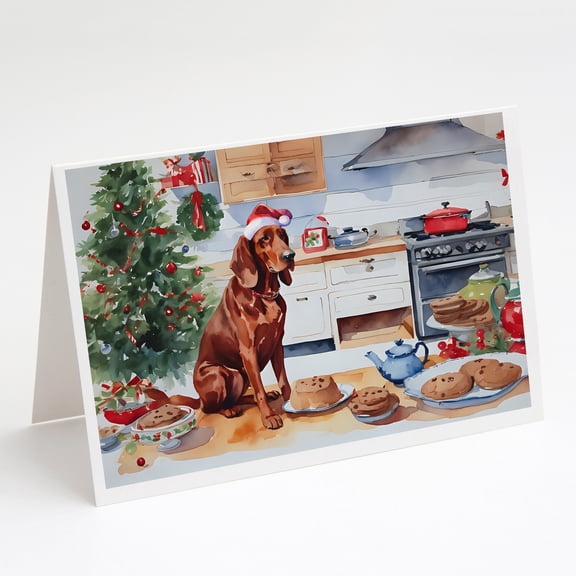 Redbone Coonhound Christmas Cookies Greeting Cards Pack of 8 7 in x 5 in