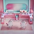 thumbnail image 3 of Bestier Bureau de Jeu en L avec Prises de Courant, Bureau d'Ordinateur Réversible de 51 Pouces avec 4 Étagères à Niveaux pour Enfants et Adultes, Rose, 3 of 8