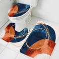 thumbnail image 3 of Navy Blue Burnt Orange Bath Mat 3 Piece Bathroom Rug Set, Boho Art Modern Geometric Non Slip Bath Rug Contour Mat and Toilet Lid Cover, Absorbent Shower Mats Soft Bath Rugs and Mats Sets, 3 of 8