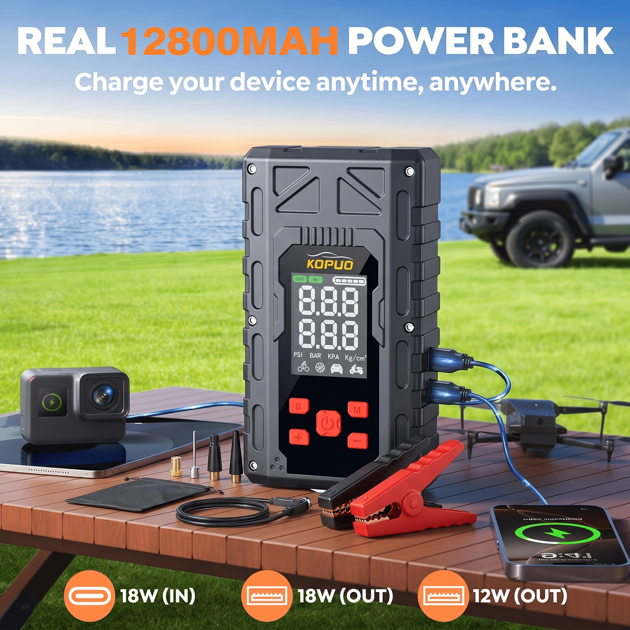KOPUO 7000A Jump Starter with 150PSI Air Compressor photo 3