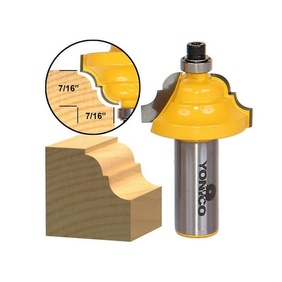 Double Roman Ogee Edging Router Bit - Medium - 1/2" Shank - Yonico 13123