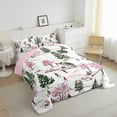 thumbnail image 3 of jejeloiu Pink Xmas Tree Queen Comforter Set,Marry Christmas Bedding Sets,White Snow Mountain Bedding Comforter Set For Children,Breathable Home Decor Reversible,3 Pieces, 3 of 8