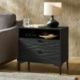 thumbnail image 4 of 2-Drawer Modern End Tables with Rear Charging Station V-shaped Design Matal Legs for Living Room Black, 4 of 5