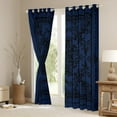 thumbnail image 3 of Manfei Damask Floral Curtains Pack of 2 (42x84 Each),Vintage Baroque Geometric Curtains Blackout,Black Deepblue Bedroom Curtains For Girl Boy,Breathable Home Decor, 3 of 6