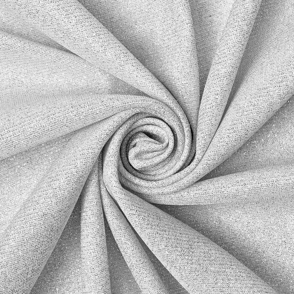 Metallic Moonlight on Interlock Fabric 57/58" Wide Shiny Sold BTY (Silver / White)