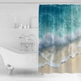thumbnail image 2 of Blue Ocean Beach Waves Shower Curtain, 66" x 72", Modern Art Decoration Waterproof Bathroom Curtain Washable Shower Curtain Set with 12 Hooks, 2 of 6