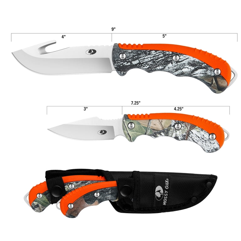 Mossy Oak 2 Pack 9in Gut Hook & 7.25in Skinning Knife Set with