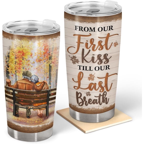 Christmas Gifts For Couples - Loving Gifts For Couples, Husband, Wife, Girlfriend, Boyfriend Gifts - Stainless Steel Tumbler 20oz - First Last Breath