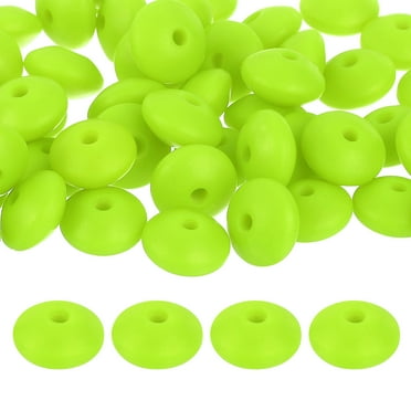 Uxcell 50Pack 12mm Silicone Lentil Beads, Rubber Abacus Focal Bead Loose Bulk Beads for DIY (Fluorescent Green)