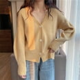 thumbnail image 3 of Uootdi Cardigan Sweaters for Women V Neck Oversized Lightweight Crop Solid Button Down Knit Gift Long Sleeve Open Front Sweater, 3 of 6