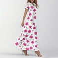 thumbnail image 3 of TQWQT Womens Plus Size Floral Dresses Maxi Boho Summer Dress Short Sleeve V-neck Church Dresses Casual Spring Tiered Dress Hot Pink XS, 3 of 5