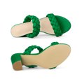 thumbnail image 4 of BLISSFUL STEP Women's Braided Heeled Slip on Chunky Heel Slide Sandals Grass Green 6.5, 4 of 7