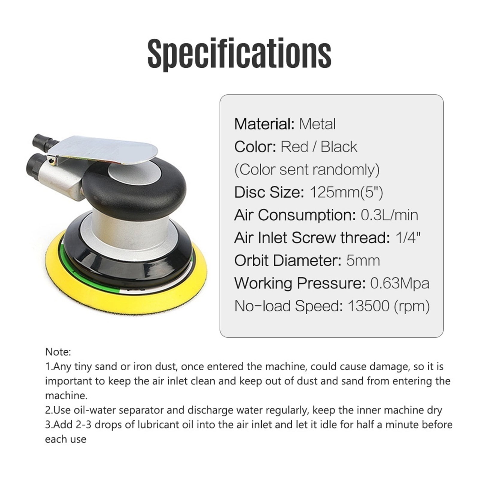 6'' / 5'' Pneumatic Sander Pneumatic Polisher Air Sander Air Palm Orbital Sander Grinder Palm Sander Sanding Machine Tool ,Widely Use