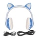 thumbnail image 1 of LXB39C Auriculares para niños Bluetooth 5.0 Auriculares plegables inalámbricos con oreja de gato con música brillante para niños (azul agua), 1 of 5