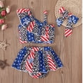 thumbnail image 6 of LIIPEE Girls Swimsuit Sets Summer Casual Alternating Red And White And Five-Pointed Stars Ruffle One Shoulder Bikini Tops Beach Bottoms Headband Sets Kids Cute Comfortable Swimsuits,Blue,3-4 Years, 6 of 9